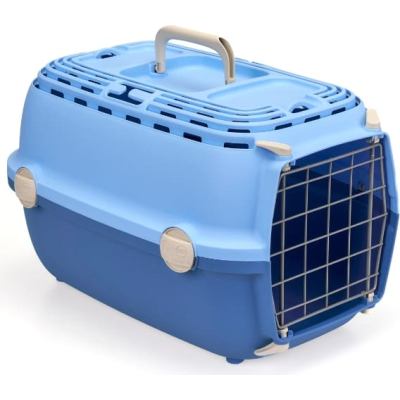 Stefanplast Транспортировочная клетка Horizon 1 с металлической дверцей, 48x32x30 см, светло-голубая/синяя.