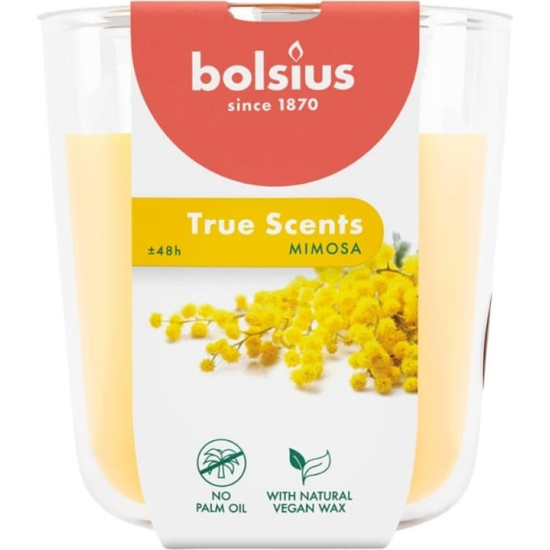 Bolsius Ароматизированная свеча в стеклянной баночке True Scents &Oslash;97x85 мм, цвет мимоза