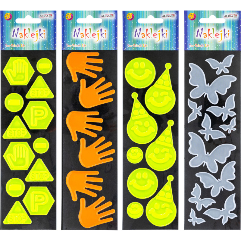 NAKLEJKI ODBLASKOWE 4 WZORY