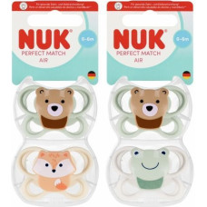 NUK 446880 SILICONE PACIFIER AIR 0-6 2PCS BEAR/FROG 584451, 10175340