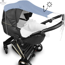 Miminu KIECZMERSKI Daszek do w&oacute;zka, osłonka przeciwsłoneczna MUŚLIN bawełna 100% jeans