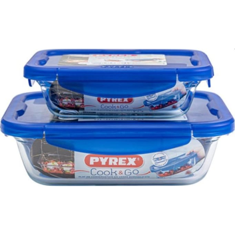 Pyrex Набор из 2 стеклянных контейнеров с крышками Cook&Go