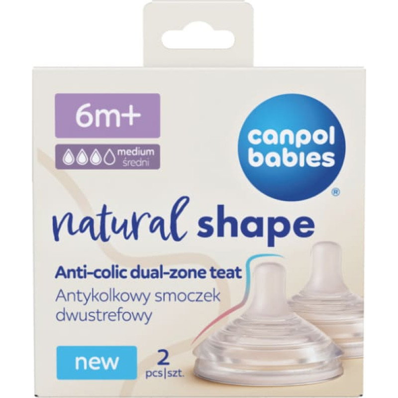 Canpol BABIES teat NATURAL SHAPE Anti-colic, medium flow, 6m+, 2 pcs., 21/752