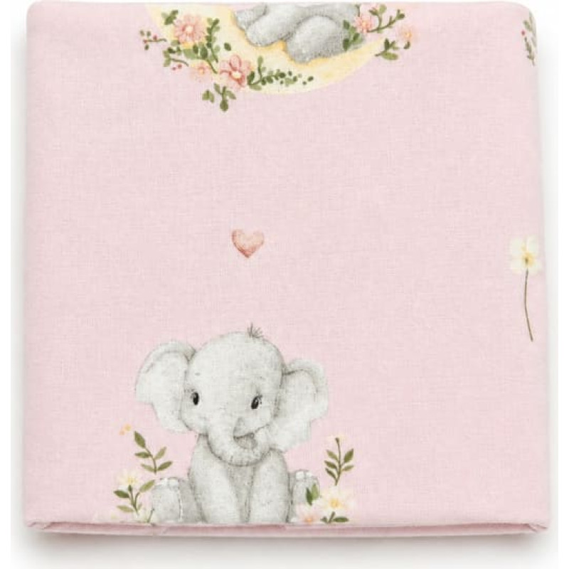 Miniania Diaper - NR.1 - FLANNEL PRINT - MINIANIA - ELEPHANT on the MOON - PINK - size 70x80 cm