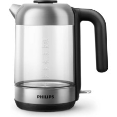 PHILIPS чайник 1.7 l, Стекло, чёрный/серебряный