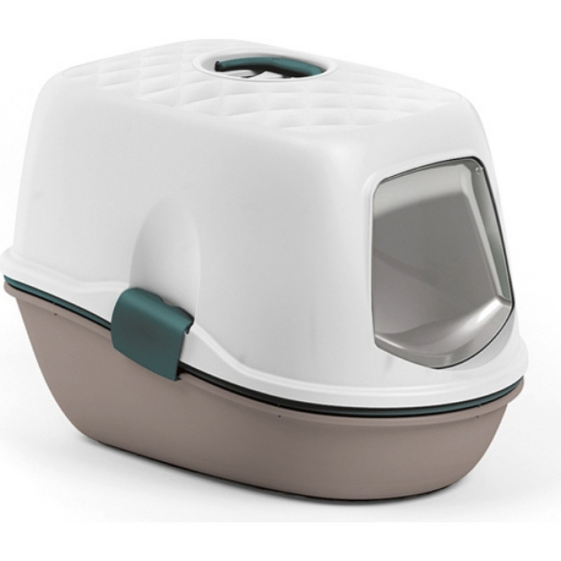 Stefanplast Туалет для кошек закрытый Furba Top Chic 58,5x39,4x42,7см белый/светло-серый