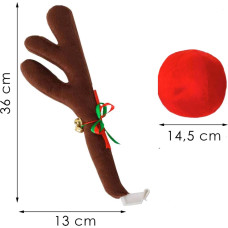 Springos Новогоднее украшение на автомобиль, рога оленя и нос Springos CA1289