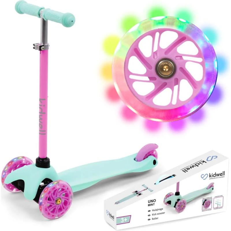 Kidwell Uno Mint Детский трехколесный самокат LED Wheels 0014