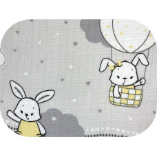 Ega Kids Diaper - 26940 - TETRA PRINT - EGA - LUX -  BUNNY with BALLOONS - YELLOW - size 70x80 cm