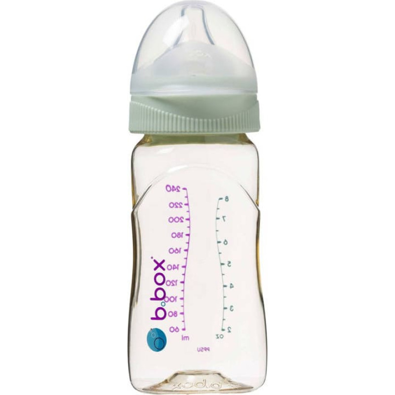 B.box BB00755 Butelka ze smoczkiem do karmienia niemowląt wykonana z PPSU 240 ml szałwia