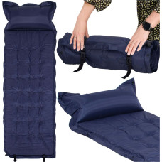 Springos Самонадувающийся туристический коврик с подушкой и чехлом Springos PM054, 200 см, тёмно‑синий