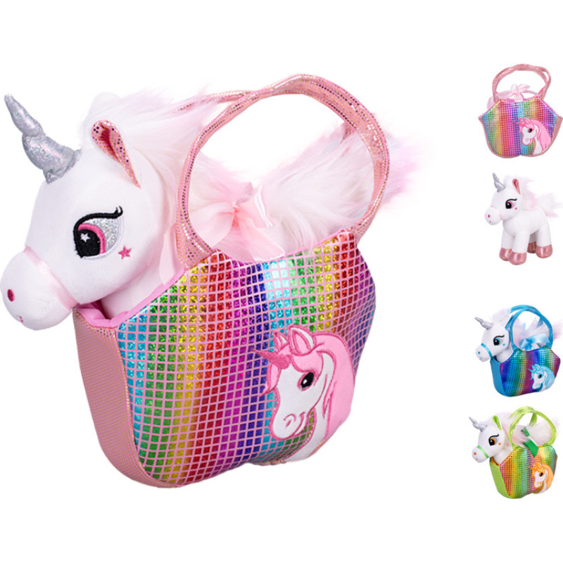 HIPO Мягкая игрушка – 04118 – единорог в сумочке – размер: 22 см