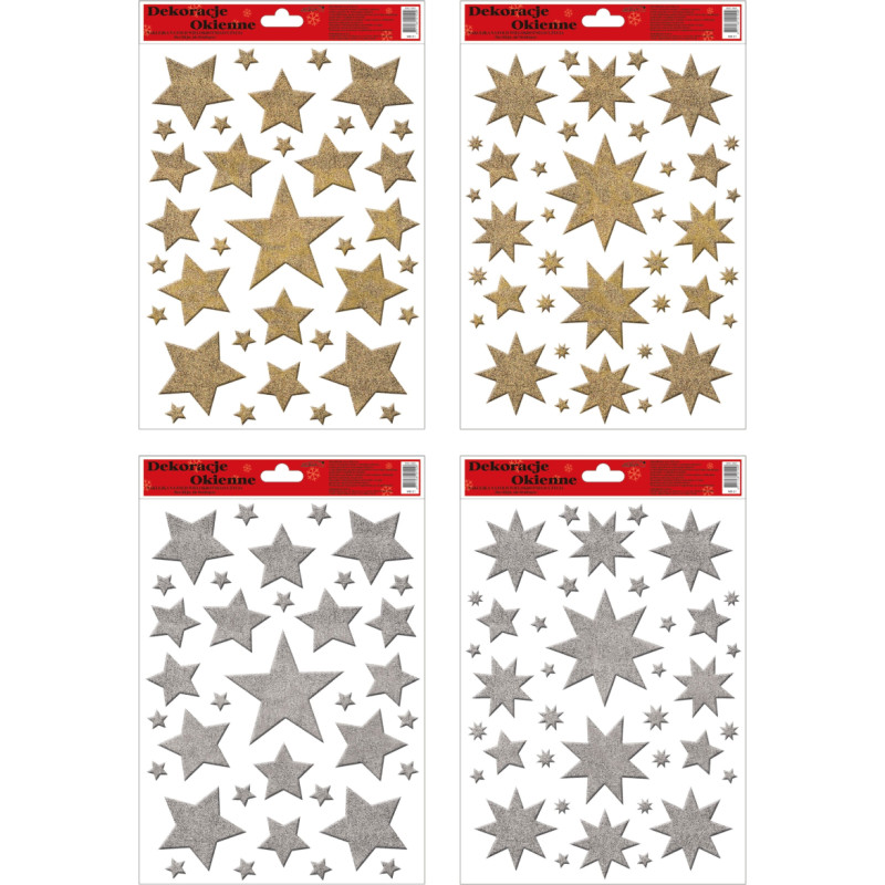 WITRAŻ BROKATOWY GWIAZDKI ZŁOTE, SREBRNE
