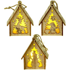 LAMPKA ŚWIĄTECZNA DREWNIANA 3 WZORY