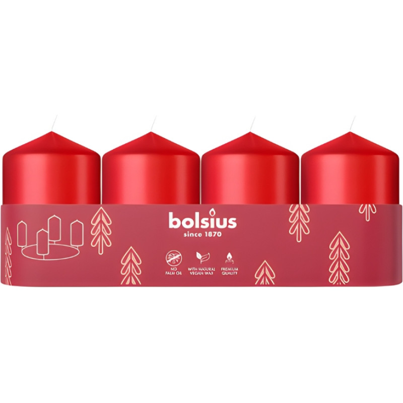 Bolsius Свеча цилиндрическая 4 шт. &Oslash;60x40мм красная