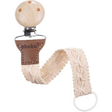 Akuku A0715 Tasiemka / zawieszka do smoczka bawełna ecru