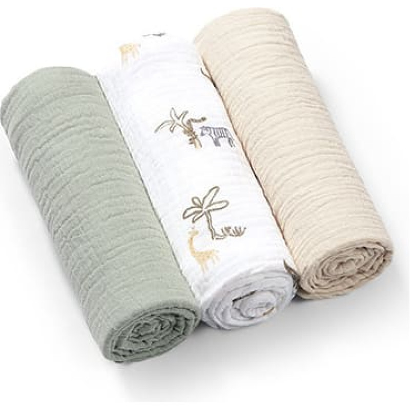 Babyono 828/04 SUPER SOFT CRUSHED MUSLIN DIAPERS GREEN