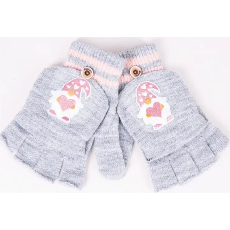 Yo Baby Cimdiņi 5P ar "kapucīti" MITTENS R-127A GIRL grey (12)
