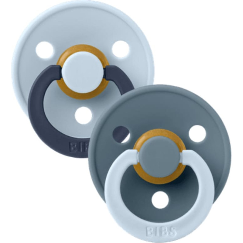 Bibs Studio Collection Colour Round круглые пустышки &ndash; Fusion Baby Blue Petrol  Mix 18m+ 2pcs