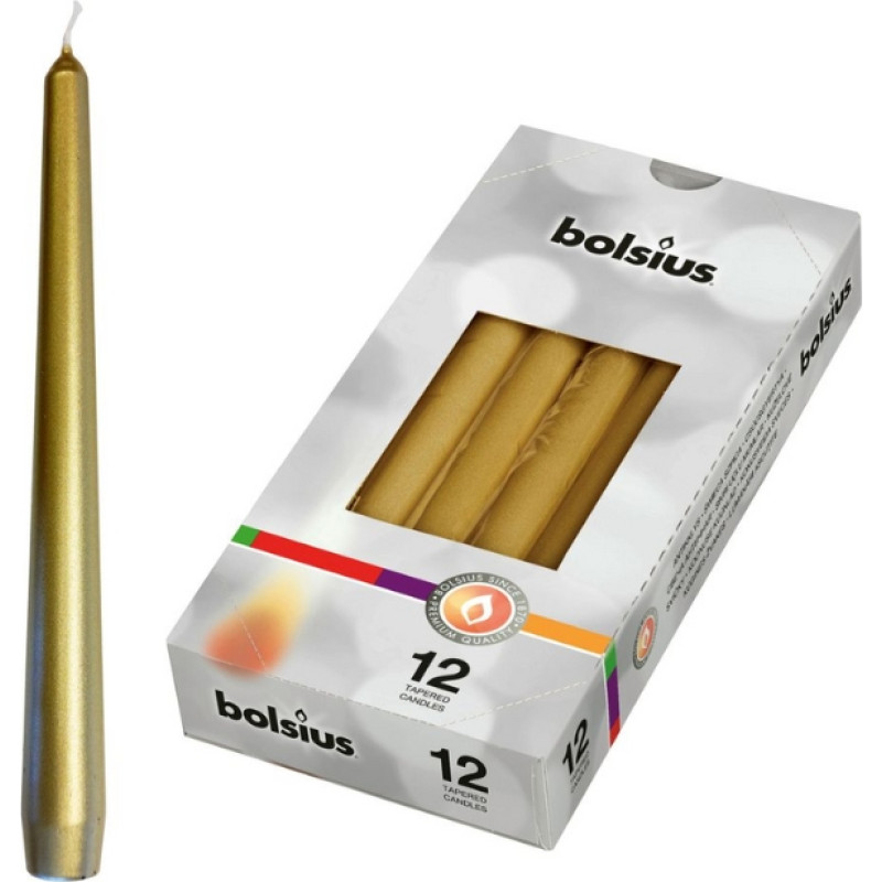 Bolsius Настольная свеча, 1 шт., 245/24 мм, золотистая.