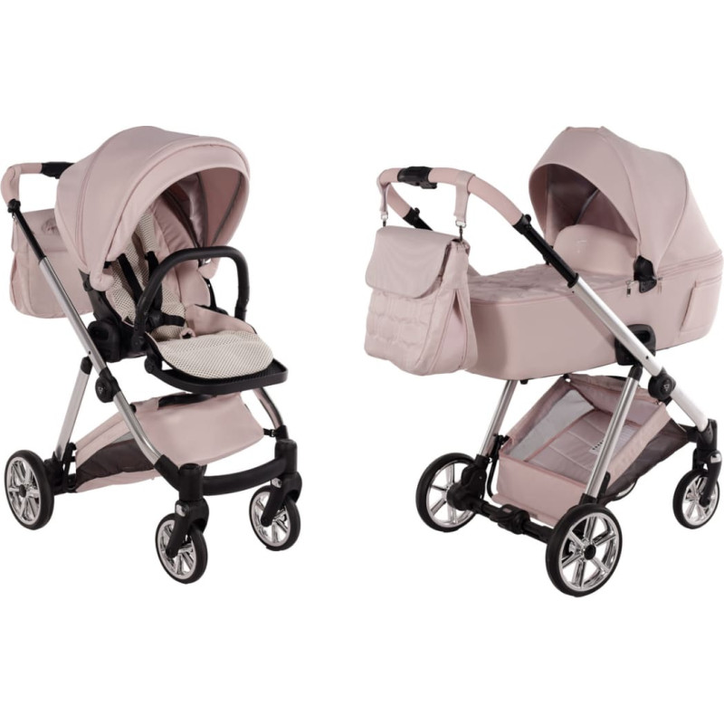 Junama Универсальная коляска 2 в 1 Ellegante 05 Розовая (Pink) – электрополированная рама
