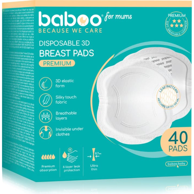 Baboo PREMIUM вкладыши для груди, 40 шт.