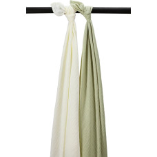 Meyco Baby muslīnu autiņu komplekts Natural/Soft Olive (2 gab., 120x120 cm)