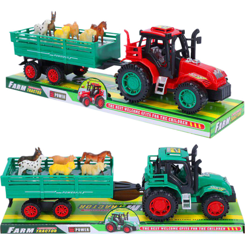 TRAKTOR Z PRZYCZEPĄ I ZWIERZĘTAMI