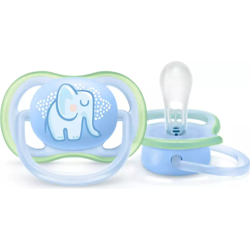 PHILIPS AVENT Силиконовая пустышка Ultra Air Deco 0-6м, 1шт. blue elephant SCF086/01