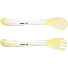 Britton Heat Sensing Feeding Fork & Spoon Art.B1525  Термочувсвительный набор ложечка+вилка