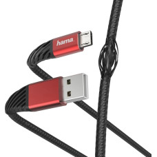 Hama 00187216 Extreme Charging/Data Cable, USB-A - Micro-USB 1.5m Black/Red