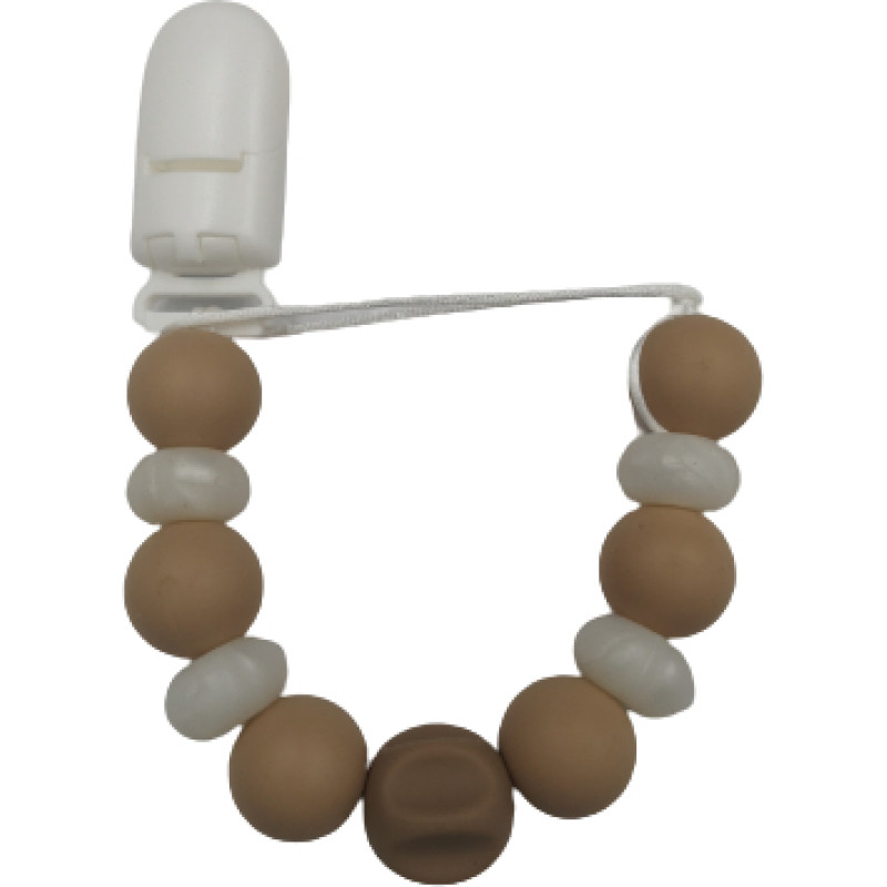Baby In World BABY 01433 Zawieszka do smoczka silikonowa BEIGE/PEARL