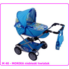 Minikid Wózek dla lalek głęboko-spacerowy MONIKA M40 niebieski kwiatek