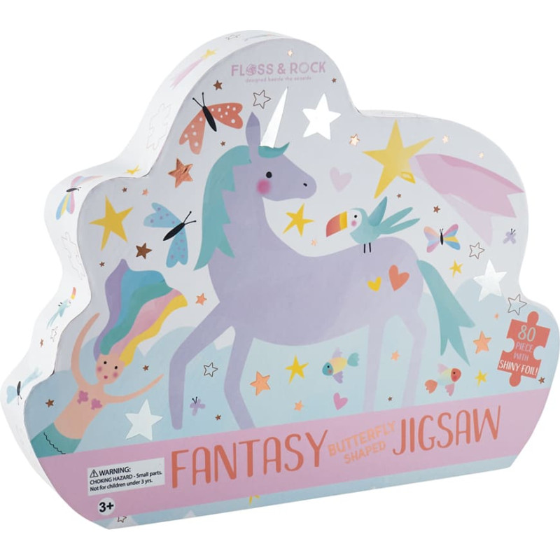 Floss & Rock Jigsaw with Shaped Box, Fantasy, 80 pcs.