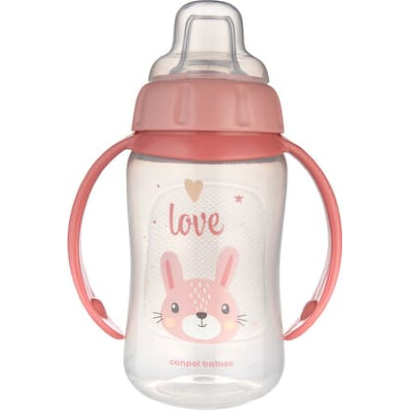 Canpol 56/512 Kubek treningowy z miękkim ustnikiem 320 ml CUTE ANIMALS pink2