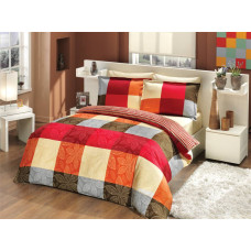 BEDDING SET VALENTINI VANESSA RED/YELLOW 220X200+2X70X80 SATIN COTTON.