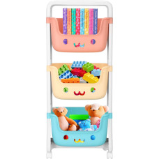 Springos Полка для игрушек с 3 ящиками Springos HA7481 на колесиках