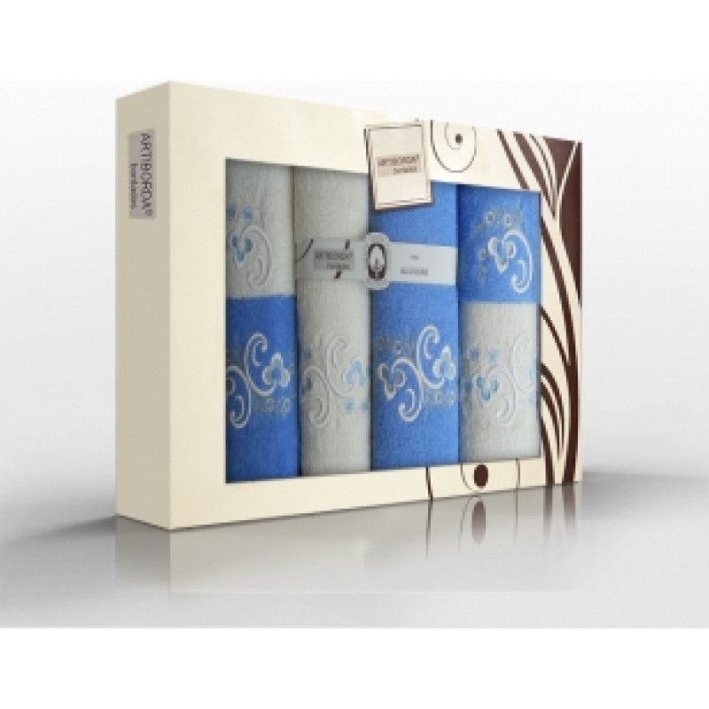 RĘCZNIK KPL. ARTI 6 SZT. /2X30X50/2X50X100/2X70X140/ FROTTE HAFT KREM/NIEBIESKI 400G.