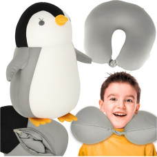 Ceļojumu spilvens 2in1 kakla rokturis automašīnai lidmašīnai pingvīns talismans