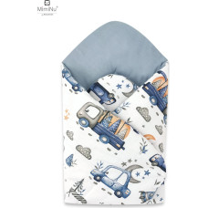 Miminu KIECZMERSKI Rożek usztywniony 75x75 cm MIMINU DESIGN Samochodziki niebieskie bawełna 100%