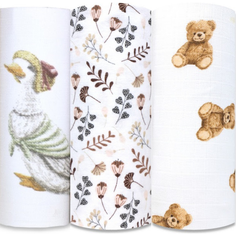 Ega Kids Diaper - MIX SET - 24472 - MUSLIN/ TETRA / FLANNEL- EGA - size 60x80 cm  - nr 5  - BROWN