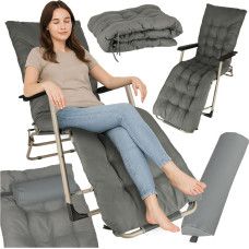 LUARO складной кресло для отдыха с подушкой, серое — для сада и туризма