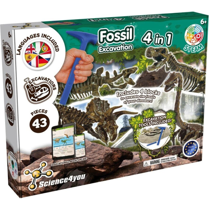 Science4You Научный набор &ndash; Раскопки &ndash; 4 в 1 - Динозавры
