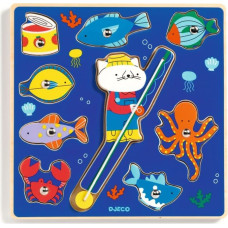 Djeco Деревянный пазл - Puzz & Рыбки - Цветной