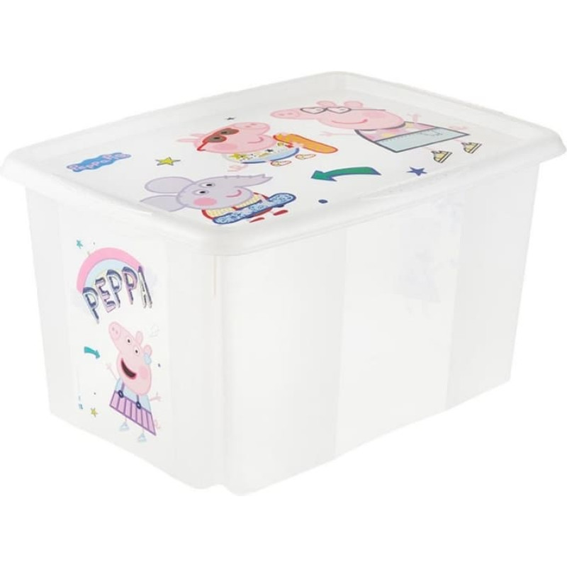 Keeeper Коробка с крышкой 45л Karolina "Свинка Пеппа" 55,5x40x30см прозрачная