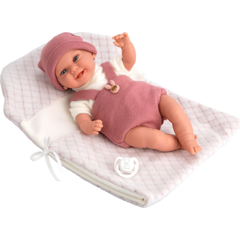 Arias doll with a pastel pink blanket, 35 cm