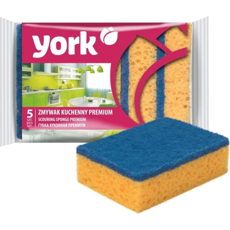 York Губка для мытья посуды ПРЕМИУМ 5 шт.