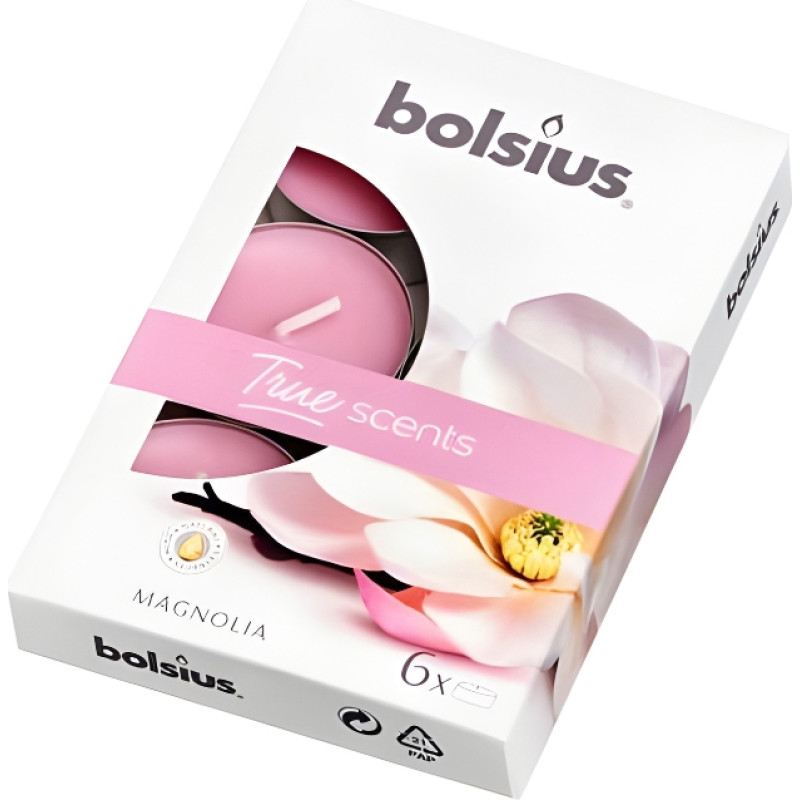 Bolsius Ароматические чайные свечи. 6 шт. True Scents, магнолия.