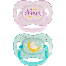 Canpol 34/944 Smoczek uspokajający silikonowy 18+m symetryczny NightGlow 2 szt r&oacute;ż