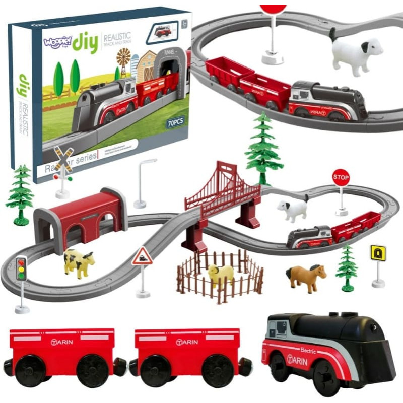 Woopie 57383 Zestaw Elektryczna Kolejka Zwierzęta 70el.